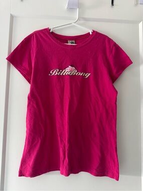 Y2K Billabong Hot Pink Hawaii Style Graphic Short Sleeve Tee Vintage